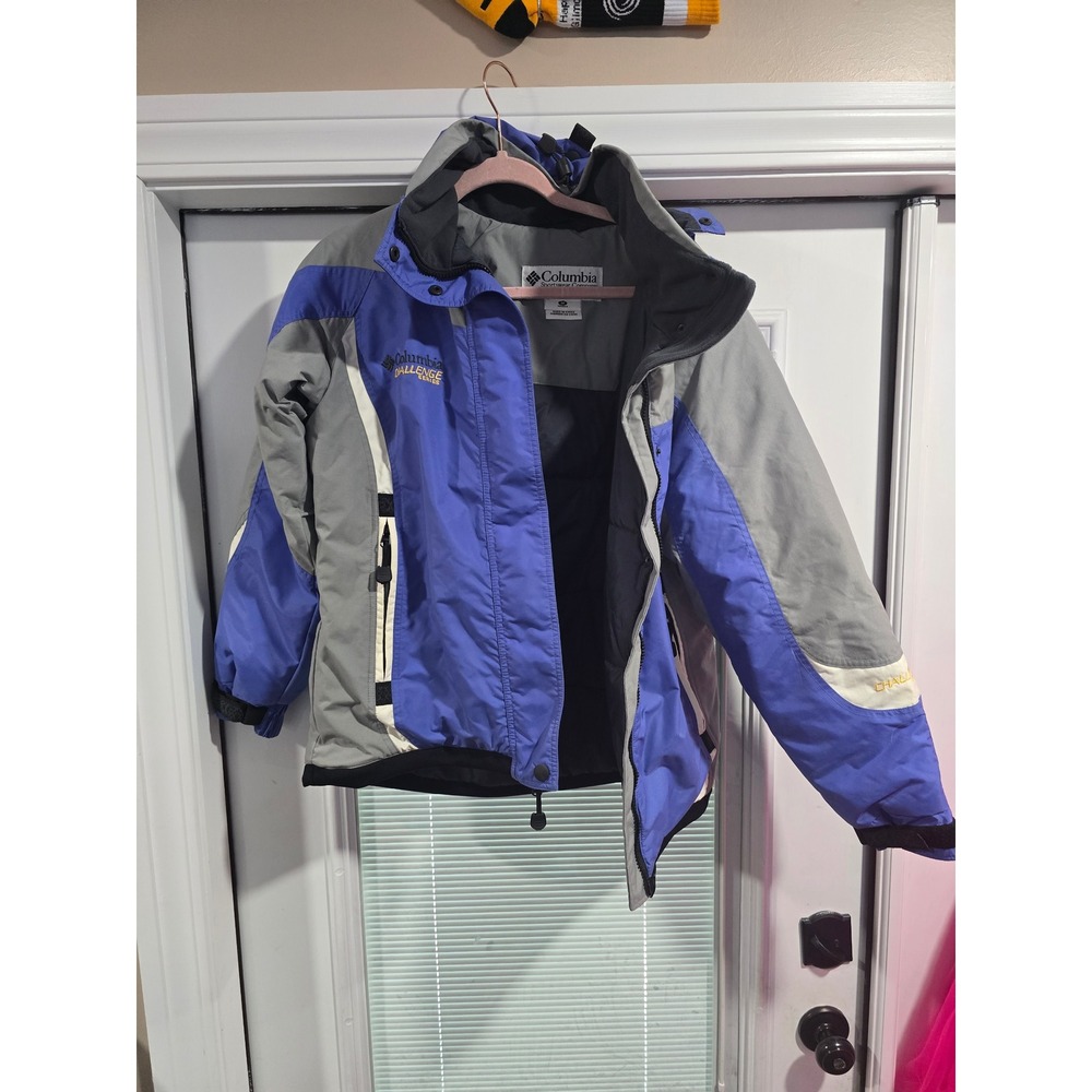 Columbia Challenge Series Ski Jacket Womens Medium Blue Grey Colorblock Hooded